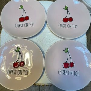Rae Dunn Cherry on top dessert pink plates